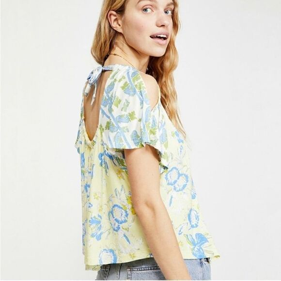 Free People Baja Babe Lemon Gelato Cold Shoulder Top NWT | Size XS - Picture 1 of 5